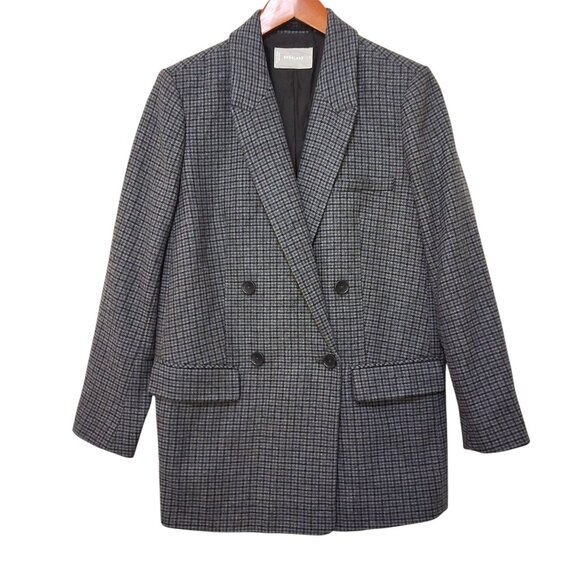 Everlane Womens Oversized Double Breasted Blazer Houndstooth Wool Blend Sz 4 - Picture 1 of 8